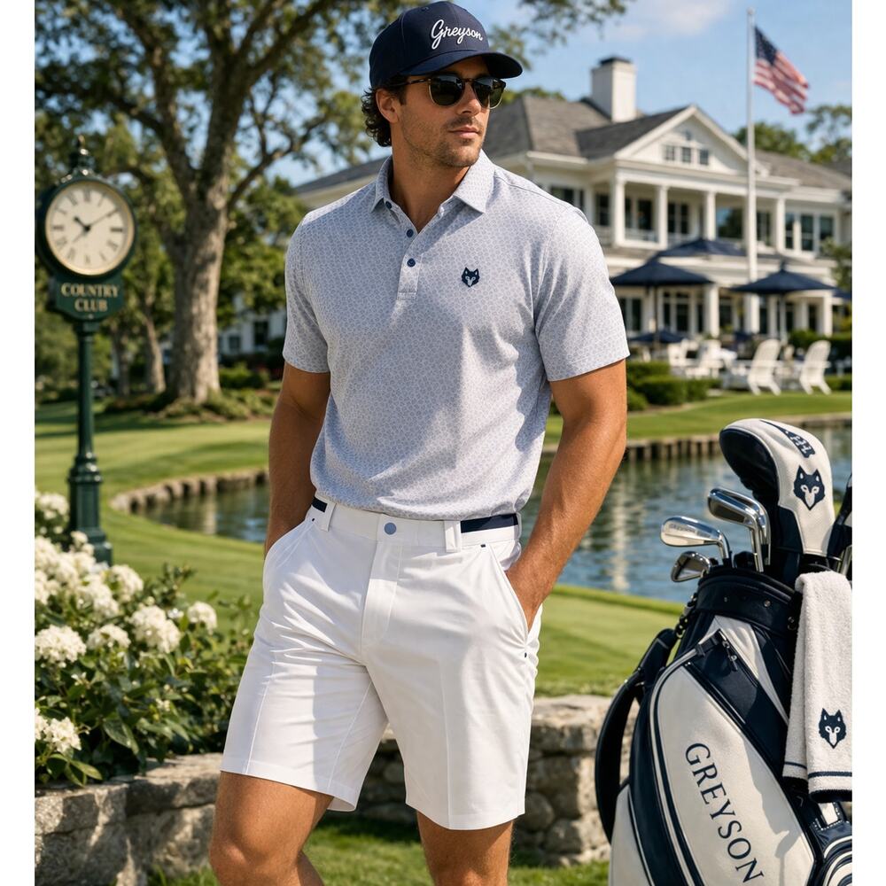 Greyson Men’s XXL White Performance Golf Shorts Stretch Athletic Country Club